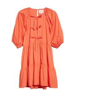CINQ À SEPT NWT Lynn‎ Puff Sleeve Dress NEON CORAL size 2